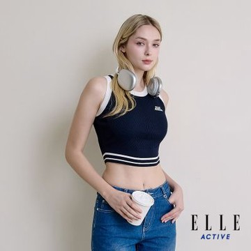 ELLE ACTIVE 女款 撞色滾邊短版無袖背心-藍色(EA26S1W5001#39)