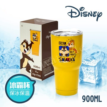 【百科良品】迪士尼Disney 雙層不鏽鋼真空 冰霸保冰保溫杯 巨無霸鋼杯 酷冰杯 隨行杯 900ml-奇奇蒂蒂(正版授權)