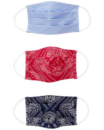 3-Pack Bandana Print Face Masks