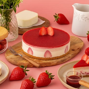 [3日內出貨] 草莓季【透明烤箱】純粹草莓 優格乳酪蛋糕(6吋)(冷凍) 生日蛋糕