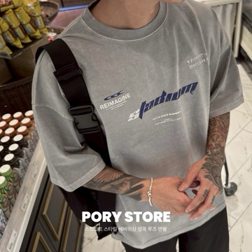 【PORY STORE】 韓系 街頭 重磅 水洗 純棉 寬短 短袖T恤 穿搭必備 超頂 水洗t恤