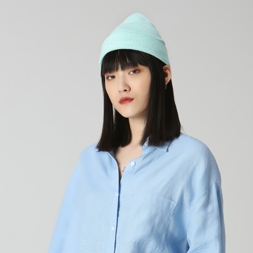 毛線帽【ISW】悉心界短版尖頂毛線帽-蒂芬妮綠 (三色可選) 男女可戴