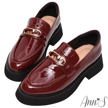 🧧開運好鞋9折入手🧧Ann’S訂製金扣-微尖楦顯瘦輕量厚底樂福鞋4CM-漆皮紅