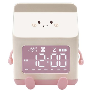 E.B. MADE 元氣牛奶盒鬧鐘小管家 MK-C 產品尺寸 77x75.59x94.63mm  甜美粉  甜密粉