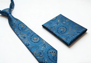 藍色佩斯利真絲領帶禮盒裝 真絲領帶 商務搭配