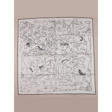 一千零一只兔子  H原版18姆桑蠶絲女絲巾純真絲大方巾小披肩圍巾