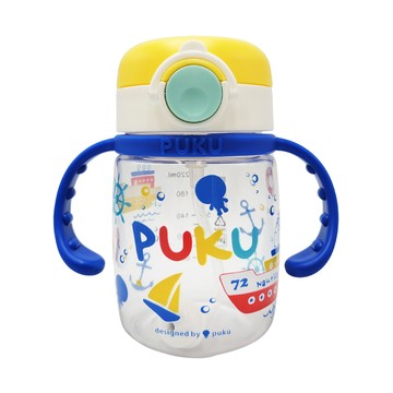 PUKU 藍色企鵝 Tritan彩虹糖水杯 220ml 兒童水杯 安心防漏設計 環保無毒材質 輕巧堅固不易破裂 全配件可拆卸水洗 清潔無死角  海洋藍  1個