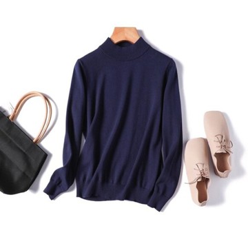 每日穿著也想擁有 100% 純棉內著針織 高領毛衣 11色展開 海軍藍 211001-10
