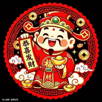 🚀隔日出🔥10.16🔥新年財神靜電窗貼 30x30cm玻璃貼紙 春節窗花貼 大門貼 櫥窗貼 過年佈置 靜電貼紙 1