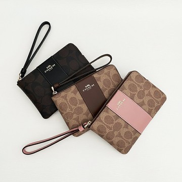 美國百分百【全新真品】COACH 手拿包 CW854 CS602 長夾 皮革 錢包 logo印花 三色 CZ18