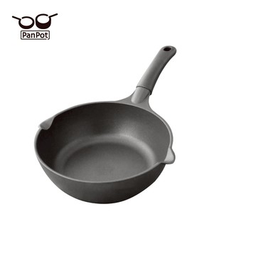 【日本PanPot】 24CM 單柄有嘴炒鍋（無蓋／可電磁爐） 贈:高級櫸木木鏟