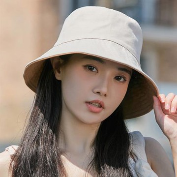 日本 BEAUTYJAPAN 抗UV可塑型可拆卸防風繩全棉兩面防曬帽 BJ2147米/卡其色