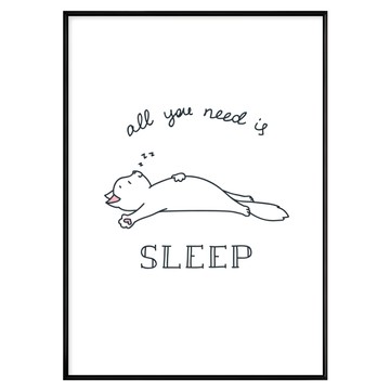 貓的murmur 睡覺長方形壁畫 all you need is sleep  42 x 59.4cm  黑框