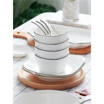 釉下彩現代簡約餐具陶瓷碗盤筷組合2024新款碗碟套裝家用喬遷新居