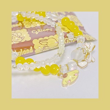 玉石卡通吊墜雙層庫洛米水晶閨蜜夢幻小熊甜美可愛手鏈于玉桂狗