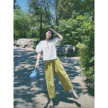 夏裝小個子穿搭搭配一整套微胖網紅減齡職業白色襯衫休閑褲套裝女