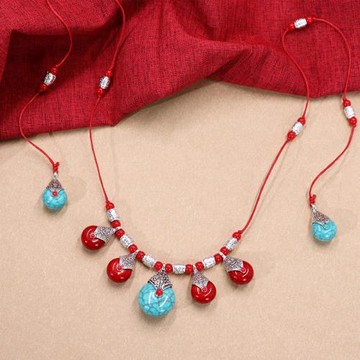 古風漢服頭飾額飾眉心墜沙灘沙漠旅拍度假異域風情前額頭鏈項鏈紅