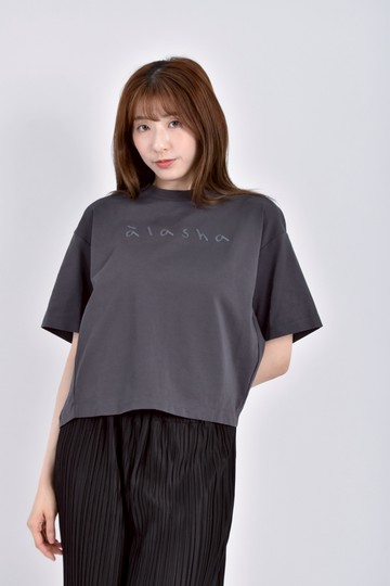 (M) a la sha質感logo灰色短袖上衣