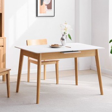 源氏木語雲岩橡木原木色岩板1.2M伸縮餐桌Y54R03-(H014335437)