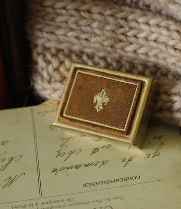 古董法國真皮金屬方塊小盒 展示盒 收納盒 W923