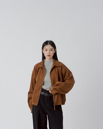 質感麂皮設計翻領夾克外套-咖啡