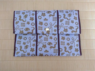 畳へり (Tatami Heri) 包 帶有高雅紋樣【蛇紋 白色】紅包袋 禮金袋 現金袋 存摺袋 御朱印帳袋 日本製 手作