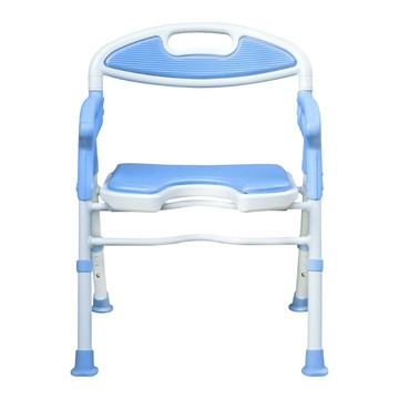 Sunlus 三樂事 摺疊式軟墊洗澡椅 EVA發泡材質 防滑質感扶手 鋁製主支架 防滑腳墊  U型款 藍色 + 白色  1個