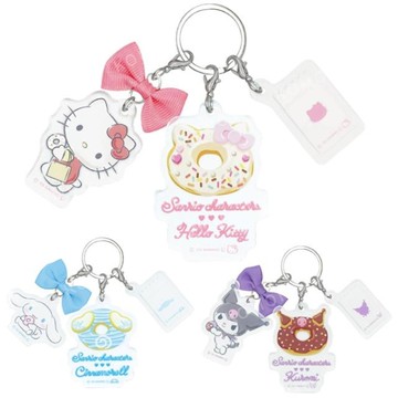小禮堂 Sanrio 三麗鷗 壓克力三連鑰匙圈 (甜甜圈款) Kitty 大耳狗 酷洛米