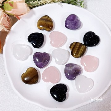 【光之捕夢網】天然水晶 愛心水晶3cm 白水晶 粉水晶 紫水晶 藍砂石 虎眼石 消磁 天然水晶 消磁淨化