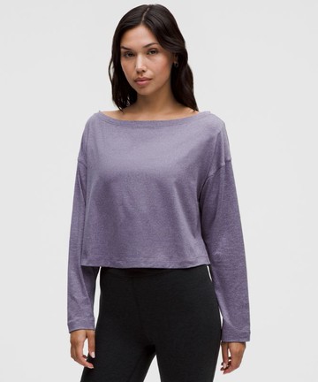 Softy Suedey Relaxed Boatneck Long-Sleeve Shirt Size XXXS