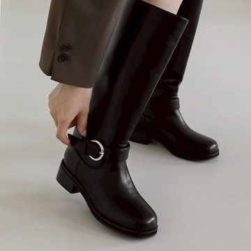 [SAPPUN] Ander 帥氣金屬皮帶釦中長靴 (3cm)