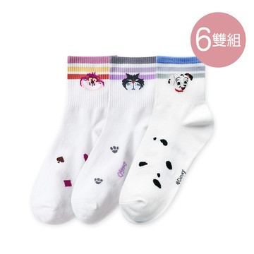 【ONEDER 旺達】迪士尼趣味系列中筒襪 瑪麗貓 柴郡貓長襪22-26cm-6雙組(AC-A305)