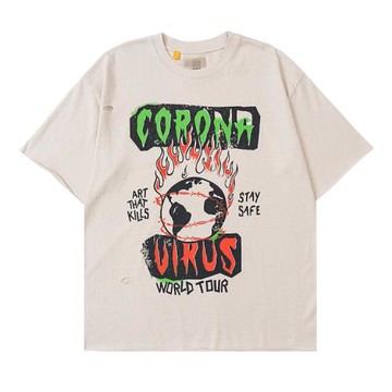 做舊破洞火焰地球印花短袖T恤