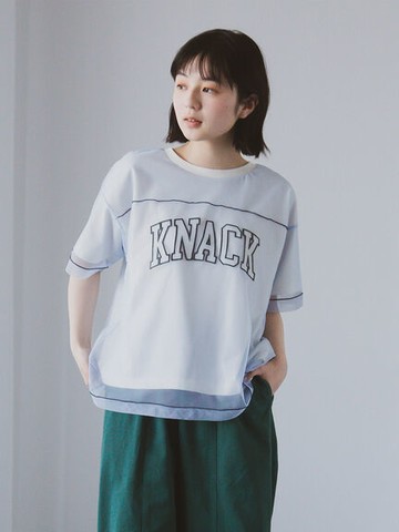 美式英文圖案薄紗分層短袖上衣(0F000707110) - ehka sopo