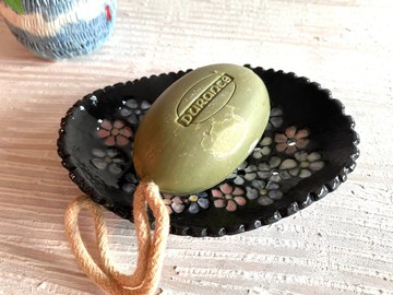 幽夜盛開的花肥皂盤_陶飾肥皂碟