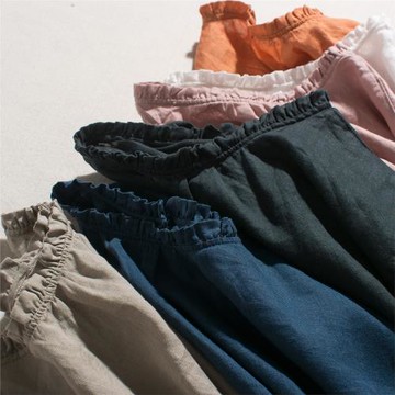 前后兩穿純亞麻襯衣 文藝簡約輕薄木耳邊立領短袖白襯衫女 24新款