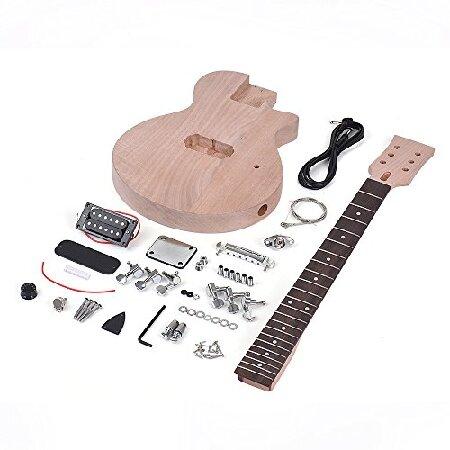 Children LP Style Unfinished DIY Electric Guitar Kit Maany Body ＆ Neck Rosewood Fingerboa Single Dual-Coil Pickup