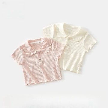 百搭闭眼入~新款女童短袖T恤夏裝韓版洋氣兒童打底衫女寶寶百搭上衣夏季t 兒童半袖衫 夏季女寶上衣 女童短袖T恤