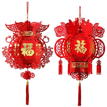 隔日💥新年燈籠福字紅燈籠新款過年無紡布商場佈置春節元旦裝飾宮燈掛件