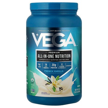 Vega, 優質多合一營養素，法國香草味，1 磅 8.3 盎司（689 克）