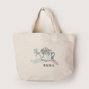 【插畫款】客製文字/刺繡文字-4月誕生花 | 小小加大小托特