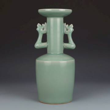 宋龍泉窯粉青釉雙耳瓶古董古玩收藏真品 仿古瓷器老物件瓷器老貨