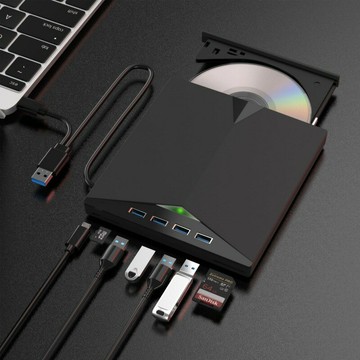 七合一USB3.0外置DVD刻錄機TYPE-C多功能CD光盤驅動器擴展式光驅【宜家良品百貨】