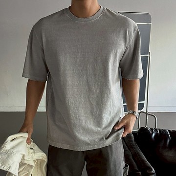 正韓舒適棉復古水洗破損感短袖T恤 5色 YUPPIE 預購商品 0317
