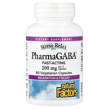 Natural Factors, Stress-Relax®，Pharma GABA®，60 粒素食膠囊（每粒膠囊 100 毫克）