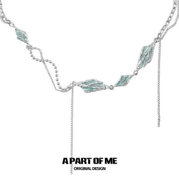 湖泊系列 解膩薄荷色 原創小眾項鏈肌理感高級冷淡風鎖骨鏈