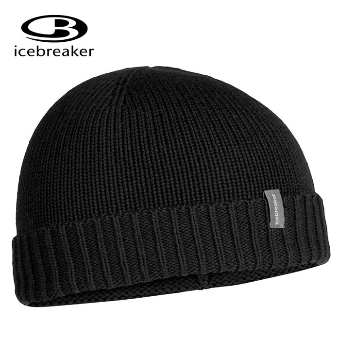 【Icebreaker 紐西蘭】VelaCuff 美麗諾羊毛帽 保暖帽 黑色 (IB105237-001)