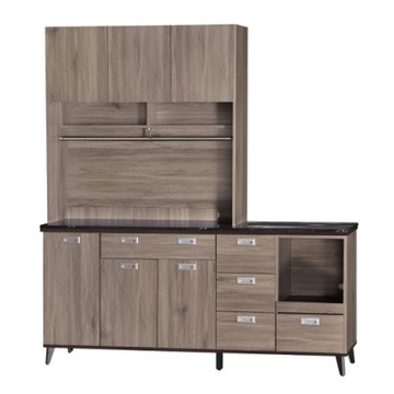 綠活居 菲卡迪現代風6尺黑紋石面餐櫃/收納櫃組合(上＋下座)-181x46x198cm免組