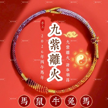 🙏🏻紫南宮過爐 開光🙏🏻2026年馬年-九紫離火紅繩手鍊 九紫離火手繩化太歲沖太歲手環手繩 辟邪護身符手鍊 情侶手鍊
