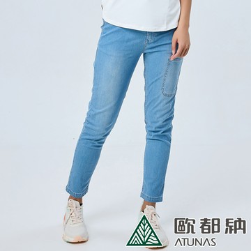 女款薄彈性牛仔風長褲(A1PA2309W藍/透氣/彈性/抗UV)